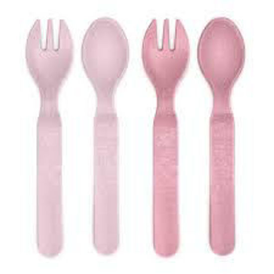 Image de 2 CCUILLERES ET 2 COUTEAUX ROSE