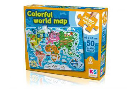 Image de PUZZLE JUMBO 50PCS LA CARTE DU MONDE  (68 x 48)