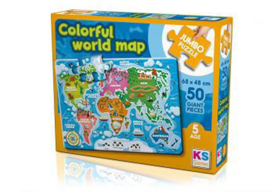 Image de PUZZLE JUMBO 50PCS LA CARTE DU MONDE  (68 x 48)
