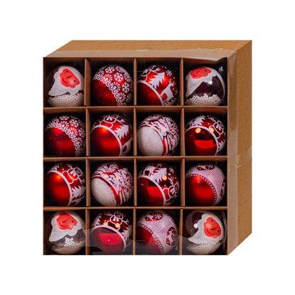 Image de COFFRET 16 BOULES NOEL ROUGE