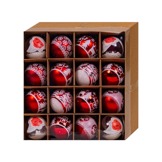 Image de COFFRET 16 BOULES NOEL ROUGE