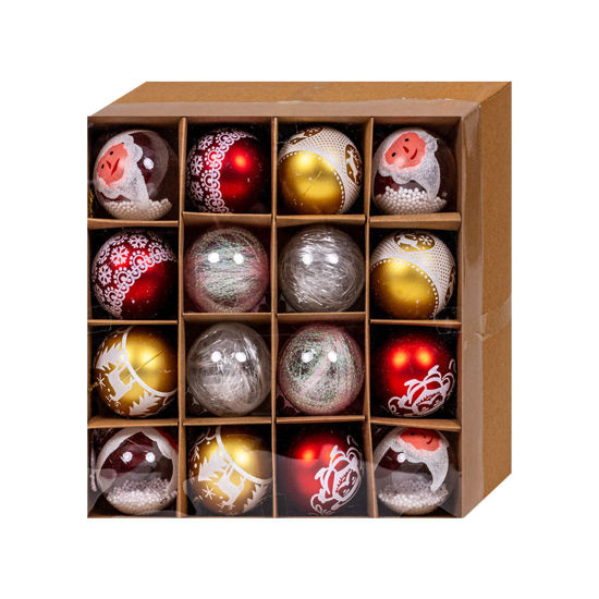 Image de COFFRET 16 BOULES NOEL ROUGE ET DOREE