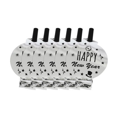 Image de 6  SIFFLETS  ARGENT HAPPY NEW YEAR