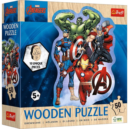 Image de PUZZLES 50 WOODEN CONTOUR THE AVENGERS