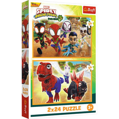 Image de PUZZLE 2X24 SPIDEY AND DINOSAURS 34432