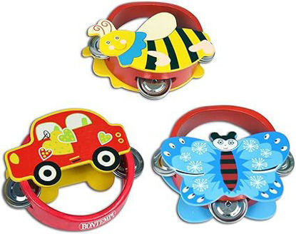 Image de TAMBOURIN EN BOIS 6 CYMBALES ASST 561510