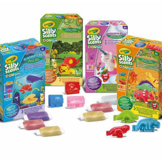 Image de silly scents dough mini assorted se 4create & model mini kits(jungle animals 1 jungle animals 2 donosaurs unicorn